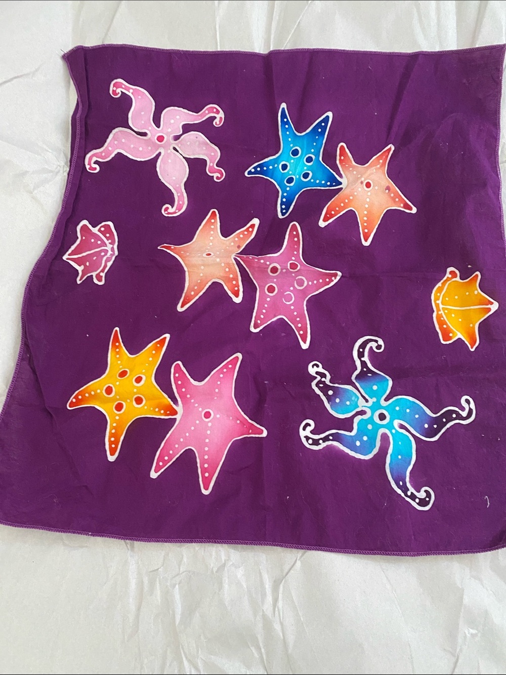 Purple Starfish Print Bandana Scarf - Picture 3 of 3